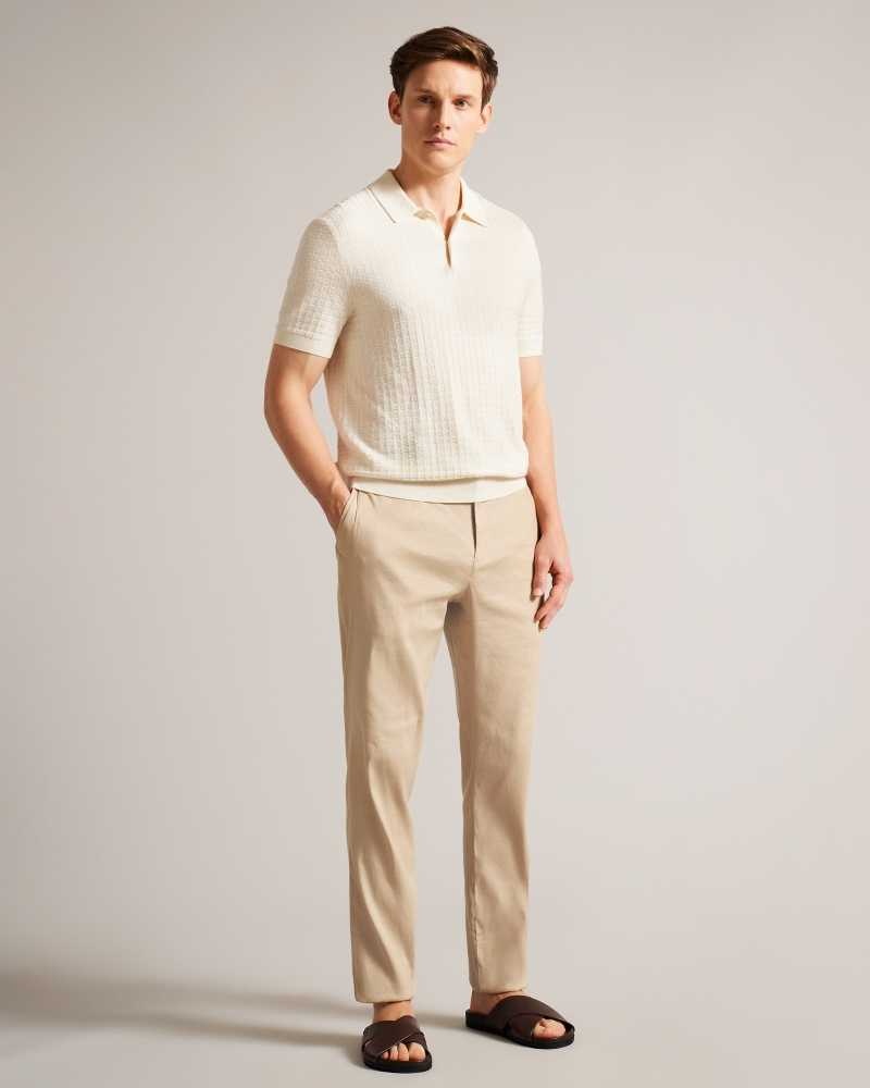 Stone Ted Baker Kimmel Linen Blend Elasticated Trousers | US0001173