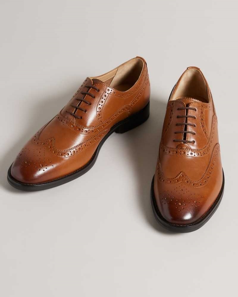 Tan Ted Baker Amaiss Formal Leather Brogue Shoes | US0002086