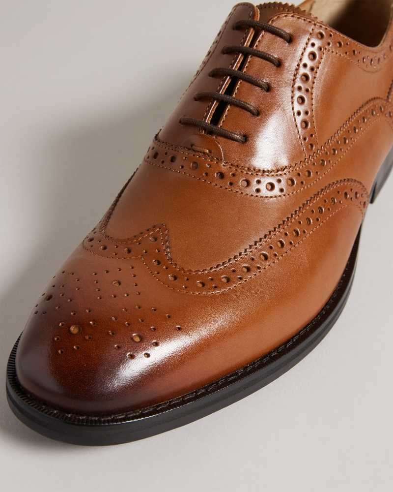 Tan Ted Baker Amaiss Formal Leather Brogue Shoes | US0002086