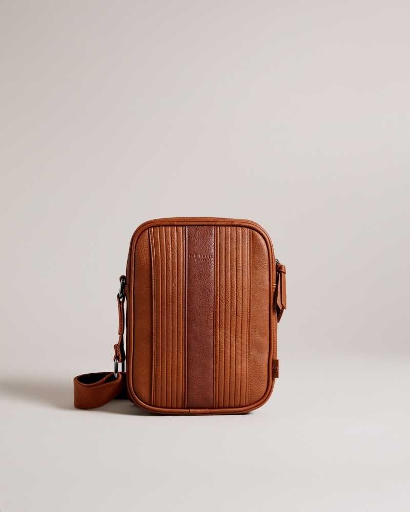 Tan Ted Baker Everton Large Striped PU Flight Bag | US0001348