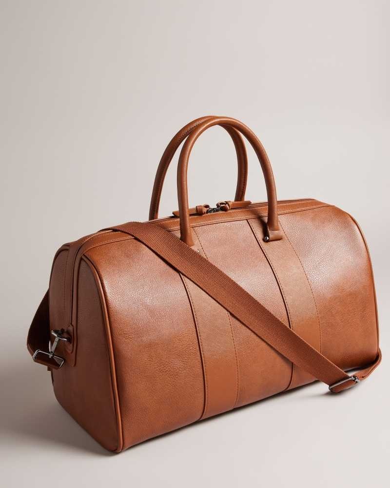 Tan Ted Baker Evyday Striped PU Holdall | US0001593