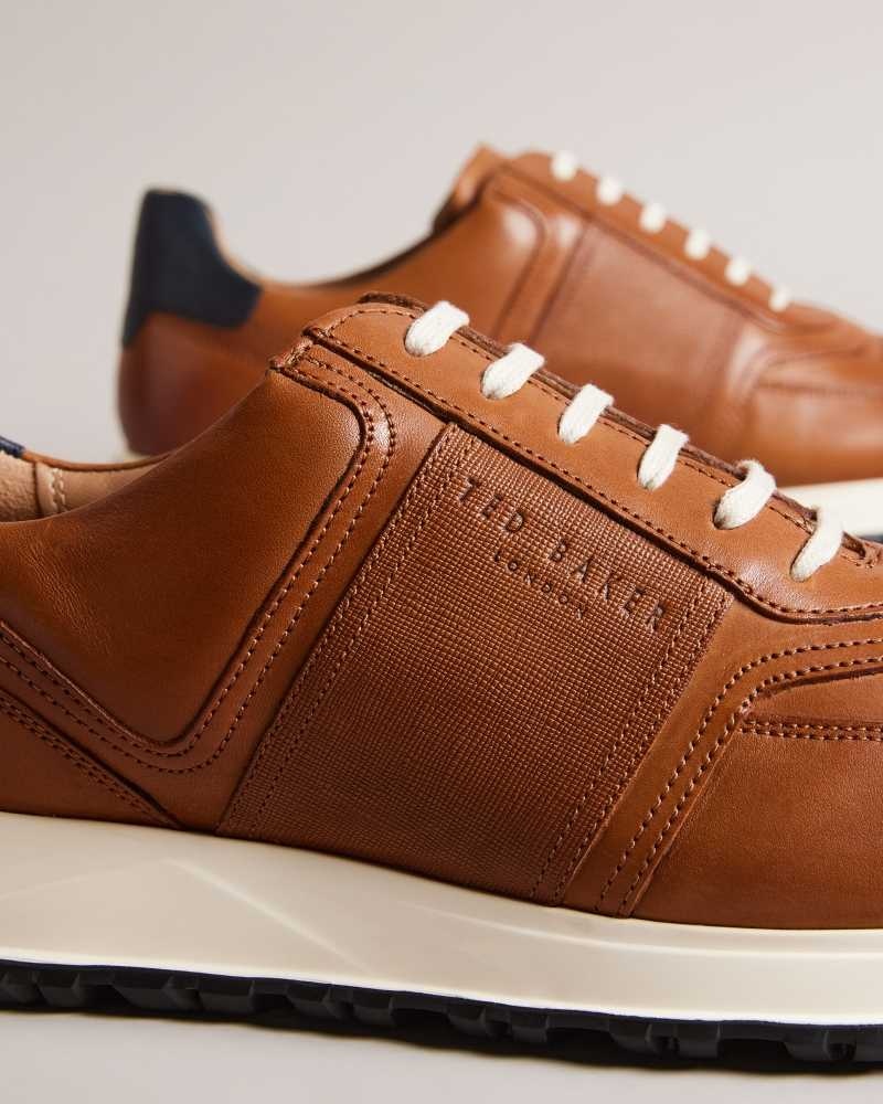 Tan Ted Baker Frayne Saffiano Leather Sneakers | US0002186