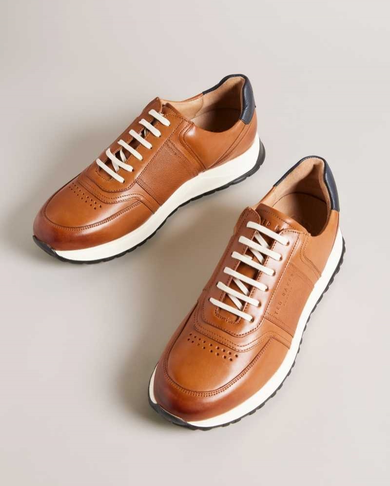 Tan Ted Baker Frayne Saffiano Leather Sneakers | US0002186