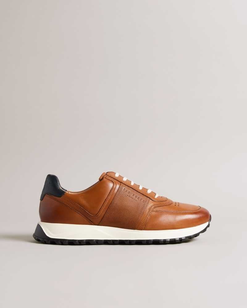 Tan Ted Baker Frayne Saffiano Leather Sneakers | US0002186