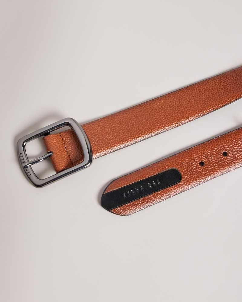 Tan Ted Baker Jaims Contrast Detail Leather Belt | US0001625