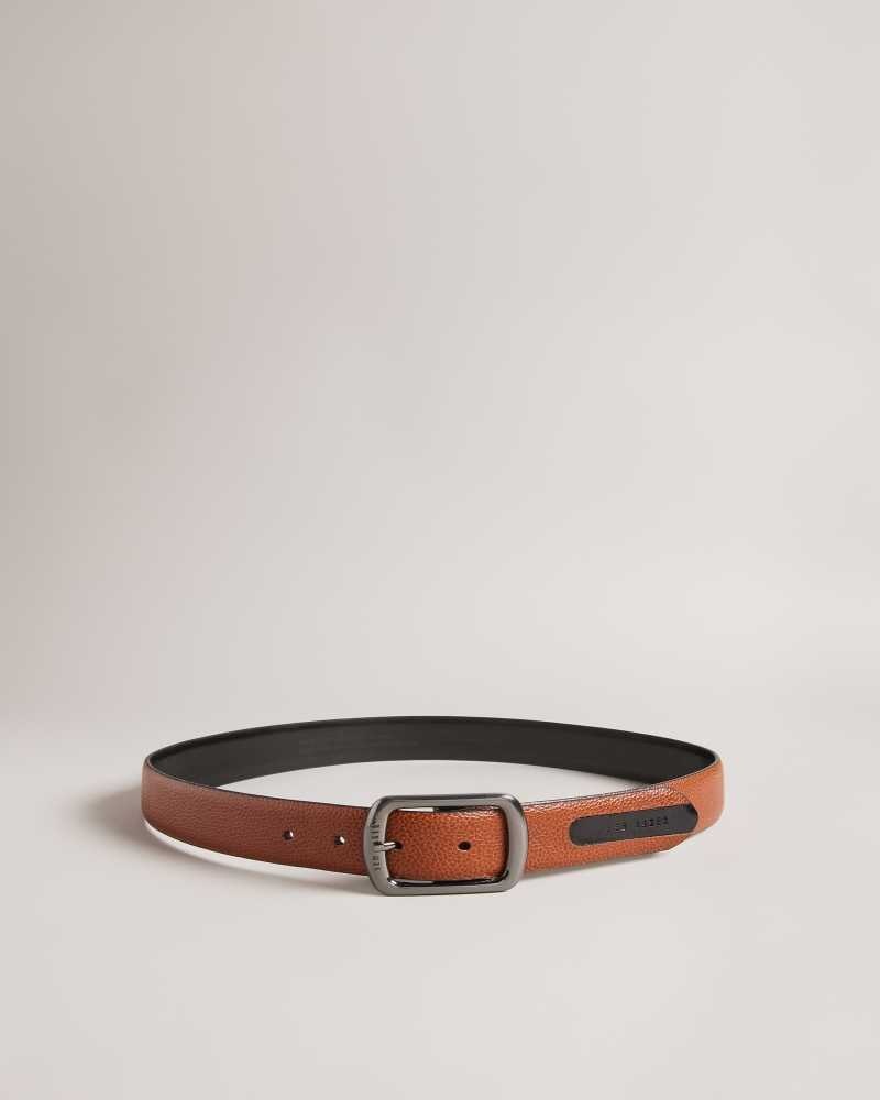 Tan Ted Baker Jaims Contrast Detail Leather Belt | US0001625