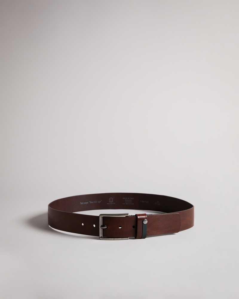 Tan Ted Baker Keepsak Contrast Detail Leather Belt | US0001617