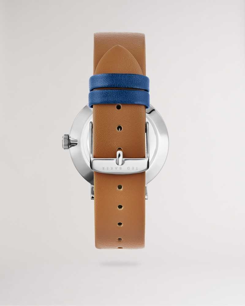 Tan Ted Baker Klocke Brown And Blue Leather Strap Watch | US0001969