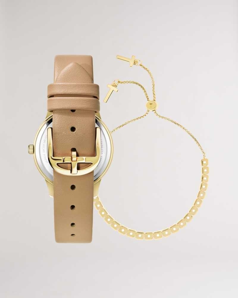 Tan Ted Baker Starlee Star Watch And Bracelet Gift Set | US0002054