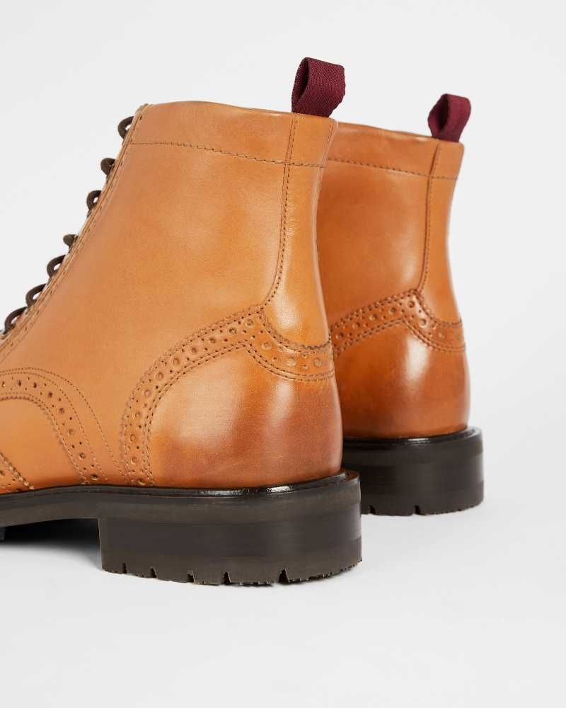 Tan Ted Baker Wadelan Lace Up Leather Boots | US0002071