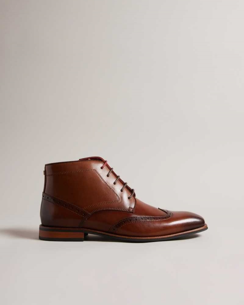 Tan Ted Baker Waldem Brogue Chukka Boots | US0002070