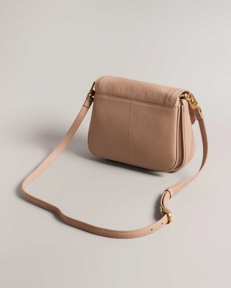 Taupe Ted Baker Nishat Pebble Leather Shoulder Bag | US0001249