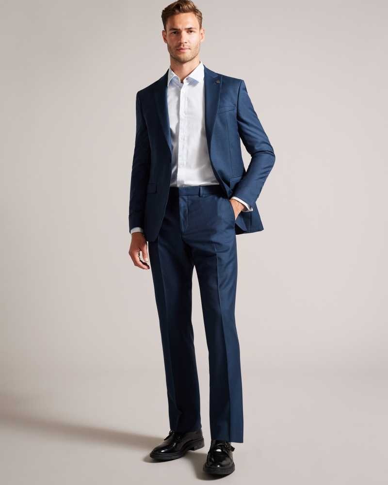 Teal Blue Ted Baker Taist Wool Blend Slim Suit Trousers | US0000749