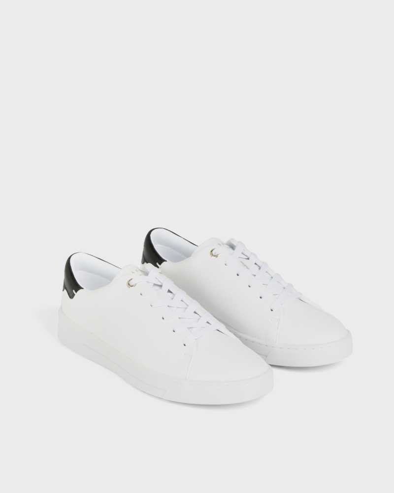 White Black Ted Baker Kimmii Tumbled Leather Sneakers | US0002176