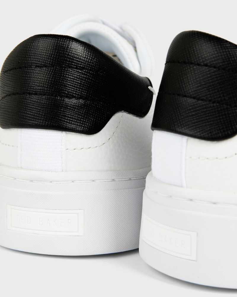 White Black Ted Baker Kimmii Tumbled Leather Sneakers | US0002176