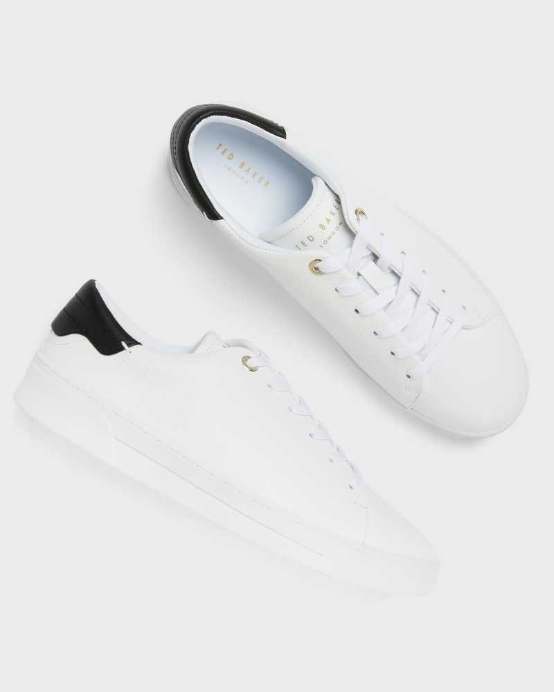 White Black Ted Baker Kimmii Tumbled Leather Sneakers | US0002176