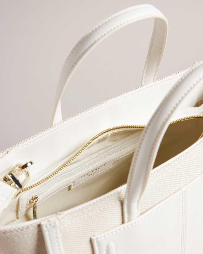 White Ted Baker Aksanna Medium Canvas Tote Bag | US0001288