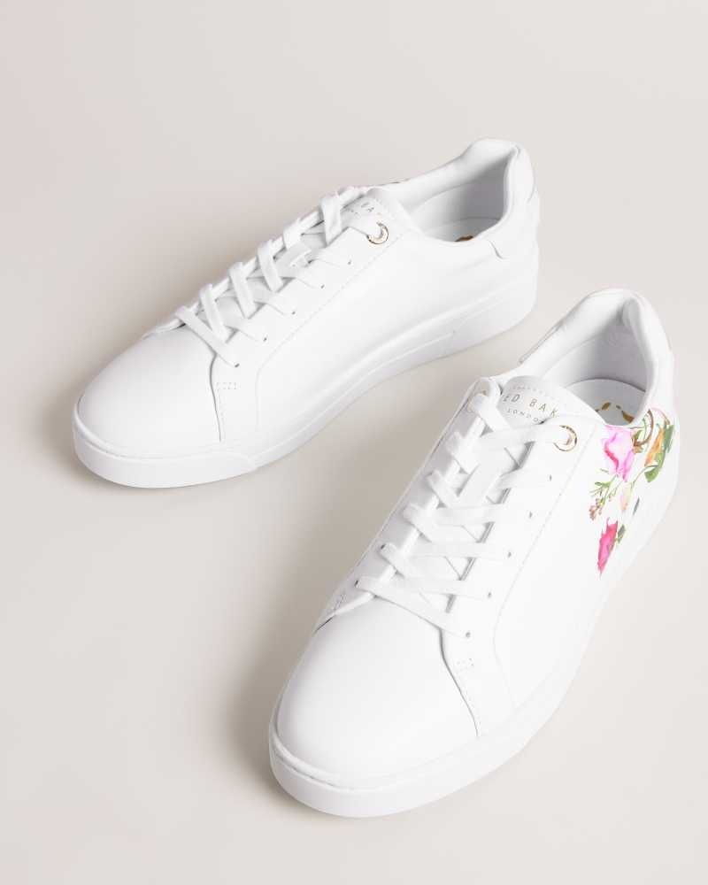 White Ted Baker Artel Printed Floral Cupsole Sneakers | US0002199