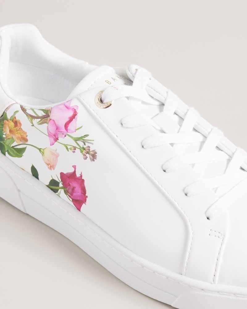 White Ted Baker Artel Printed Floral Cupsole Sneakers | US0002199