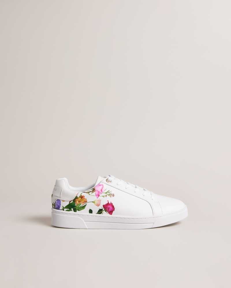 White Ted Baker Artel Printed Floral Cupsole Sneakers | US0002199