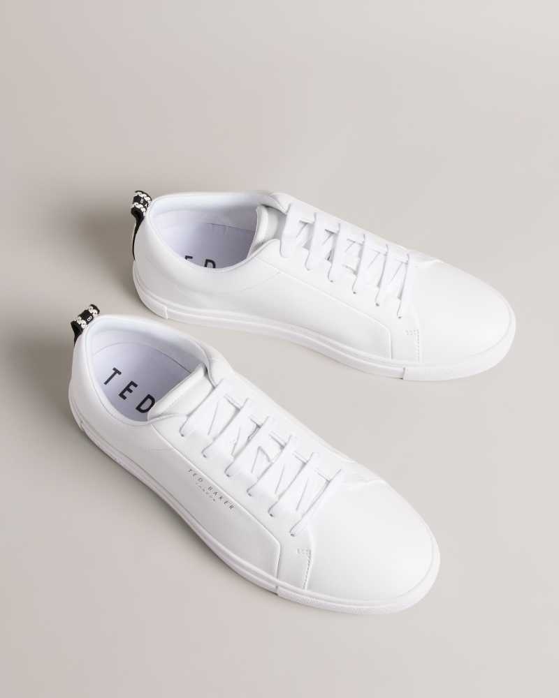 White Ted Baker Artem Webbing Detail Cupsole Sneakers | US0002180