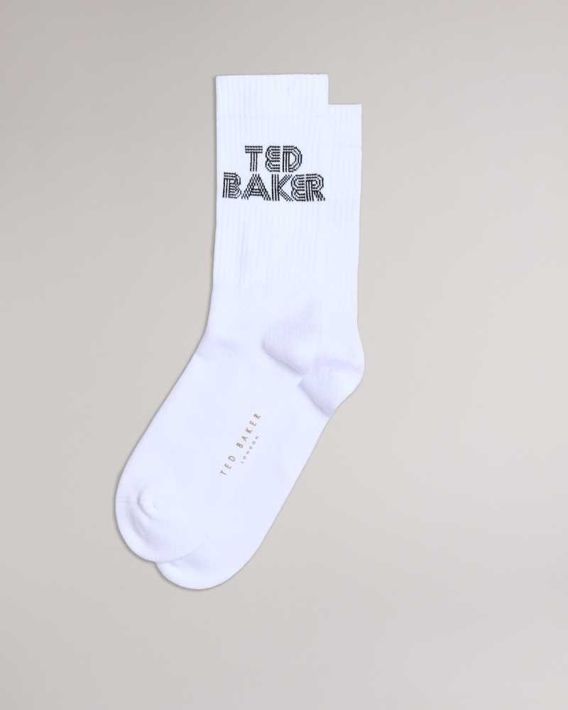 White Ted Baker Bransk Branded Socks | US0001921