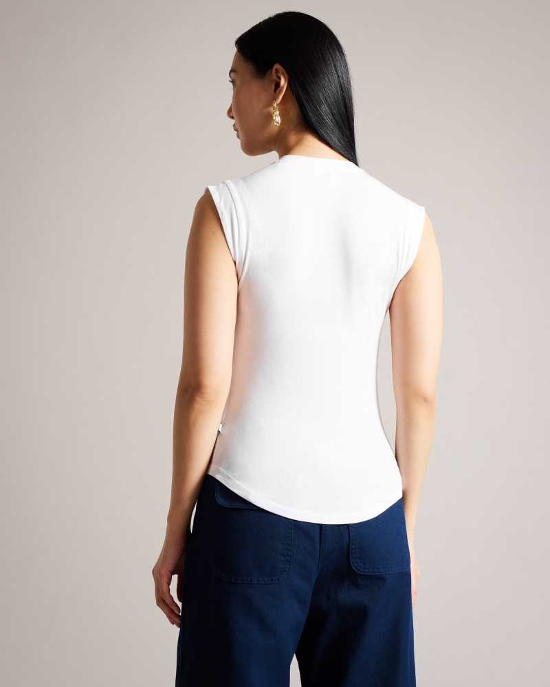 White Ted Baker Brielll Fitted V Neck | US0001021