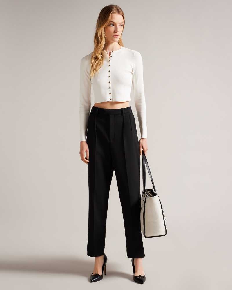 White Ted Baker Camilda Rayon Cropped Cardigan Cardigan | US0000424