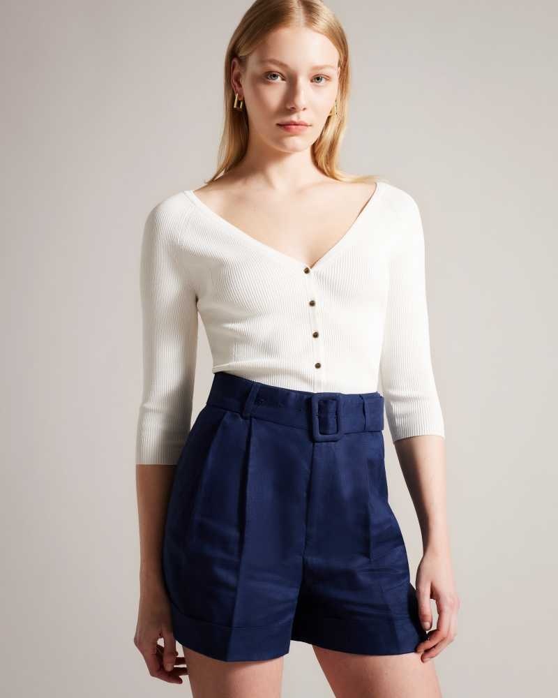 White Ted Baker Casela Cropped V Front Cardigan Cardigan | US0000425