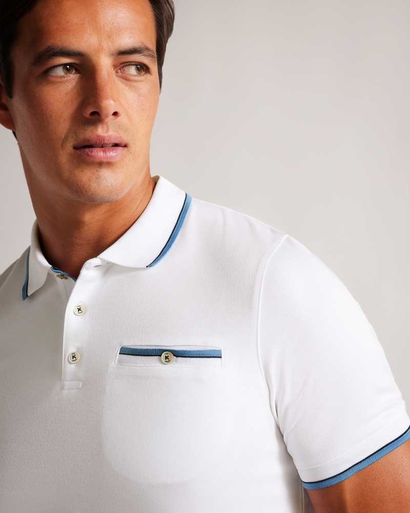 White Ted Baker Chipa Short Sleeve Polo Shirt | US0000976