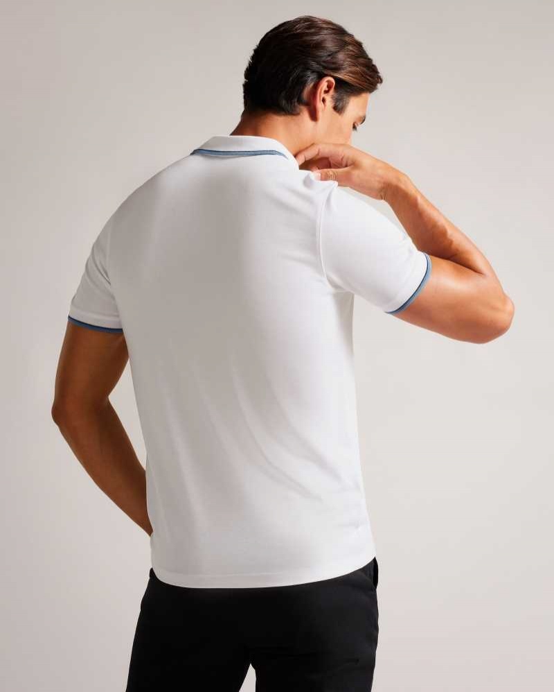 White Ted Baker Chipa Short Sleeve Polo Shirt | US0000976