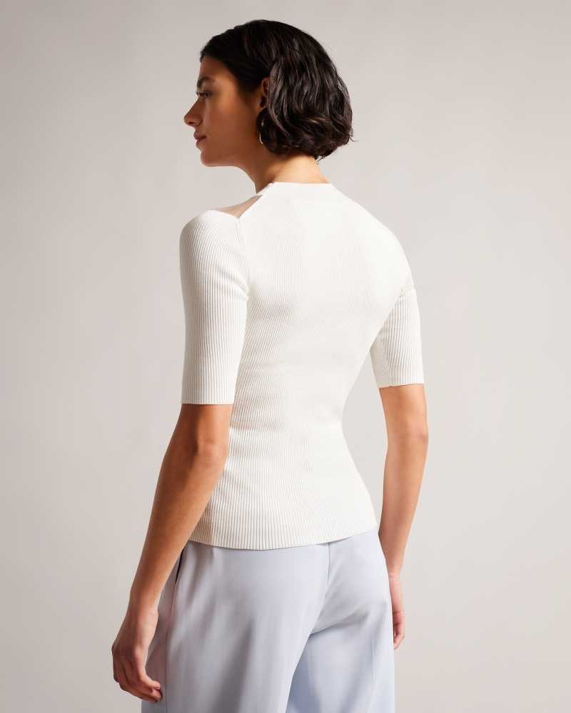 White Ted Baker Daviner Fitted Knit Top | US0000408