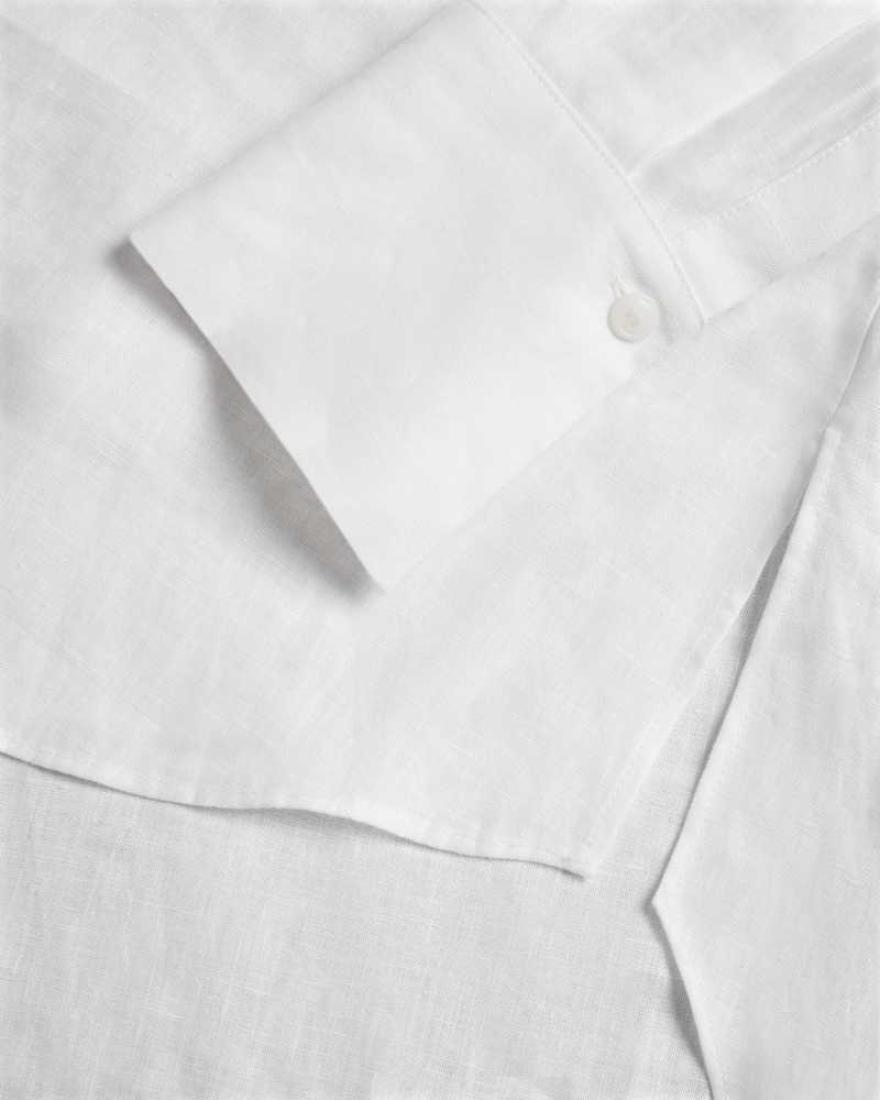 White Ted Baker Dorahh Longline Linen Shirt | US0000744