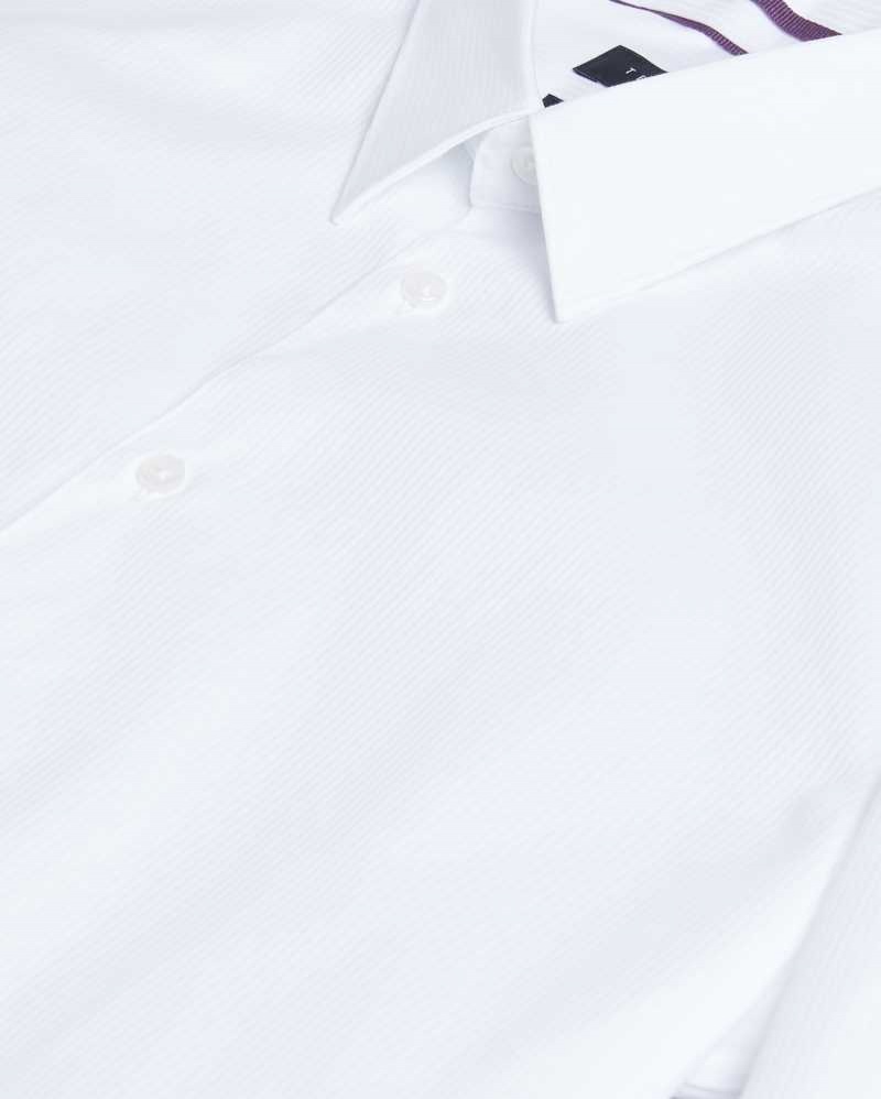 White Ted Baker Haless Long Sleeve Textured Stripe Shirt | US0000593