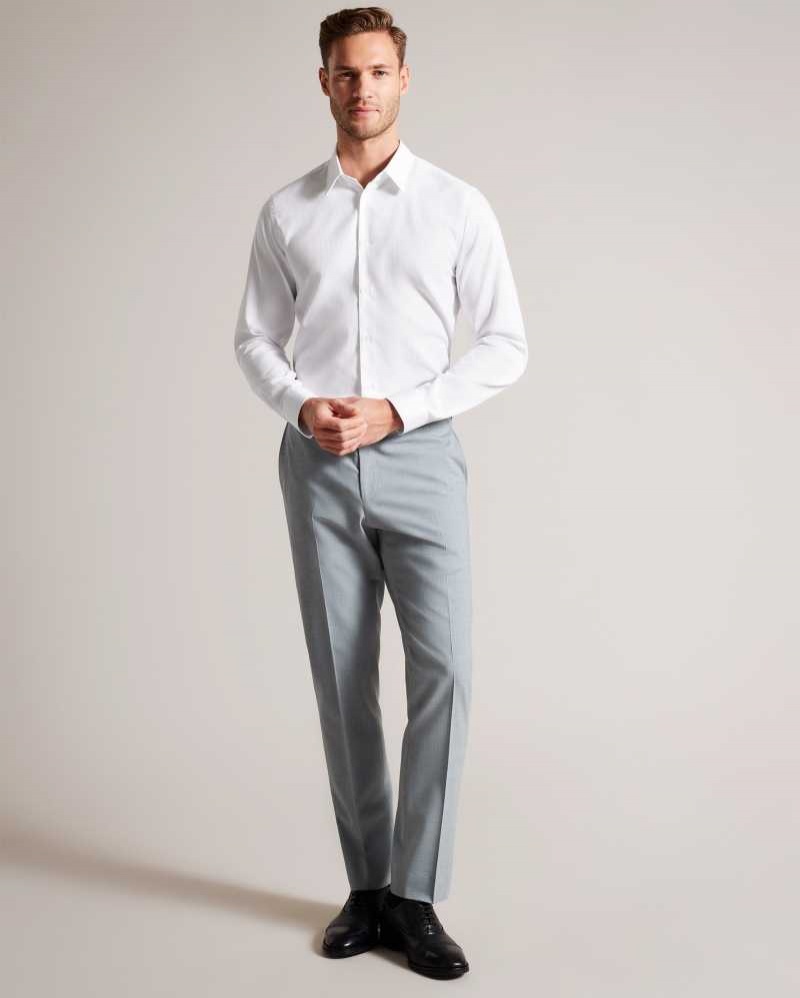 White Ted Baker Haless Long Sleeve Textured Stripe Shirt | US0000593