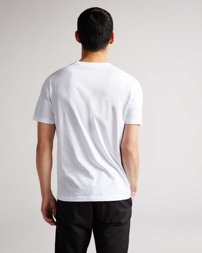 White Ted Baker Hawking Short Sleeve Plain T-Shirt | US0000858