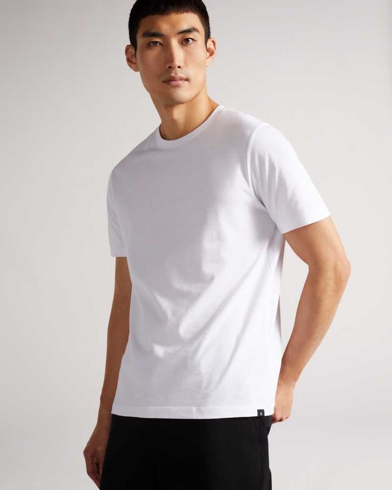 White Ted Baker Hawking Short Sleeve Plain T-Shirt | US0000858