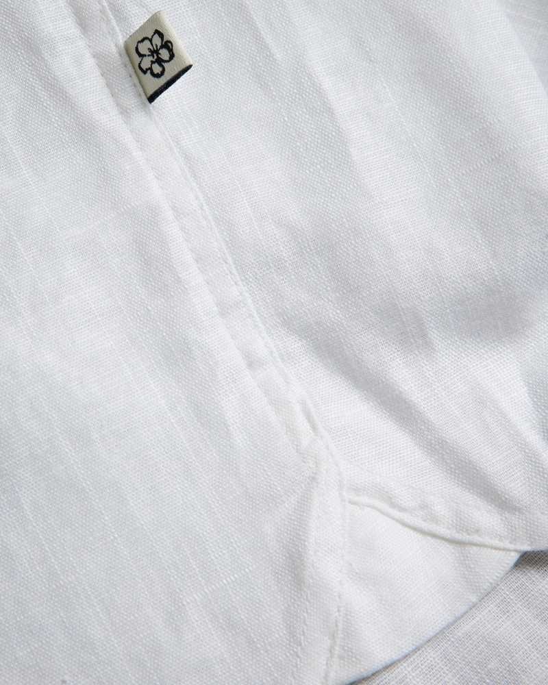 White Ted Baker Kingfrd Short Sleeve Linen Shirt | US0000631