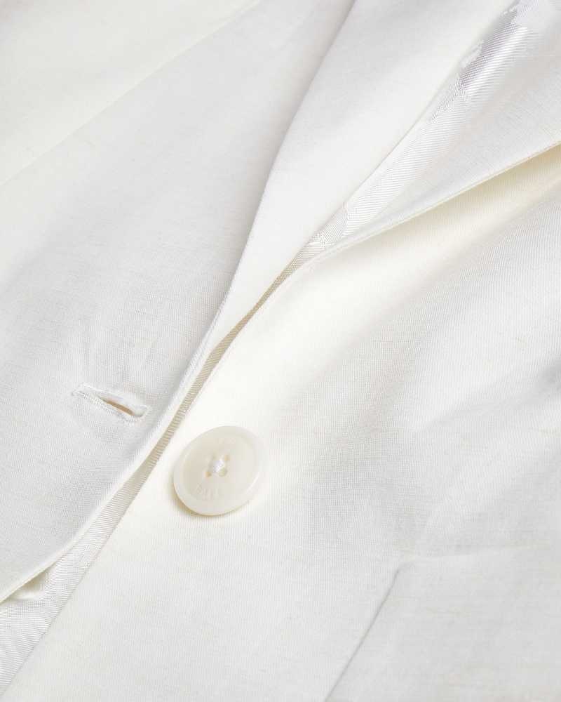 White Ted Baker Llilla Single Breasted Cotton And Linen Blazer | US0000182