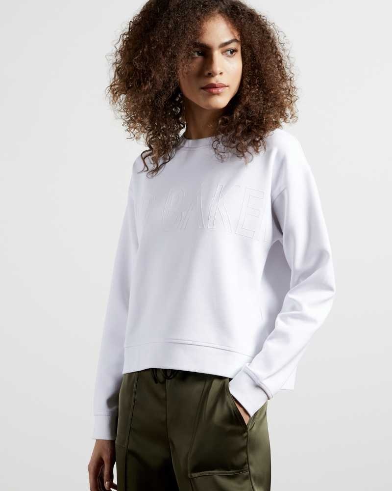 White Ted Baker Lorito Logo Sweatshirt | US0001039