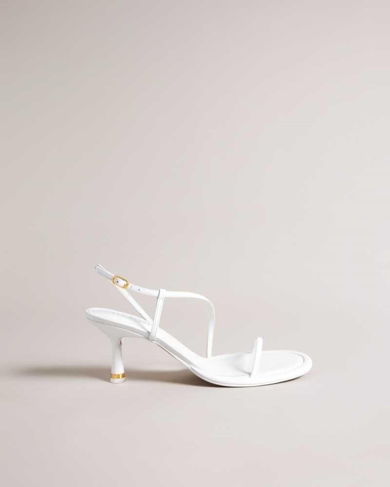 White Ted Baker Myloh Metallic Kitten Heel Sandals | US0002113