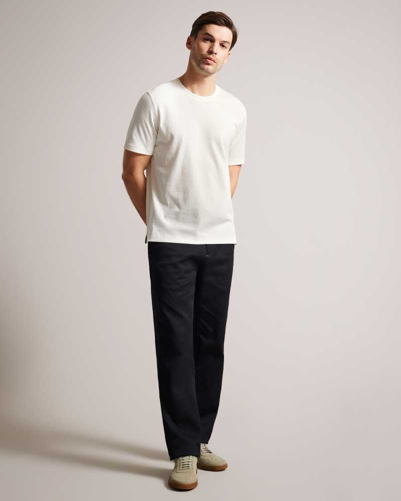 White Ted Baker Rakes Textured Regular Fit T-Shirt | US0000883