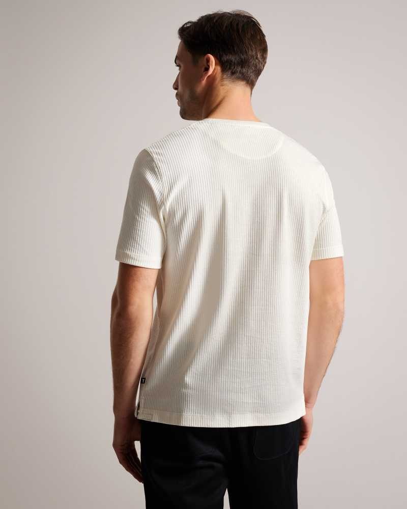 White Ted Baker Rakes Textured Regular Fit T-Shirt | US0000883