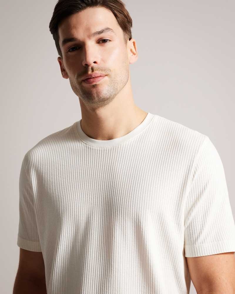 White Ted Baker Rakes Textured Regular Fit T-Shirt | US0000883