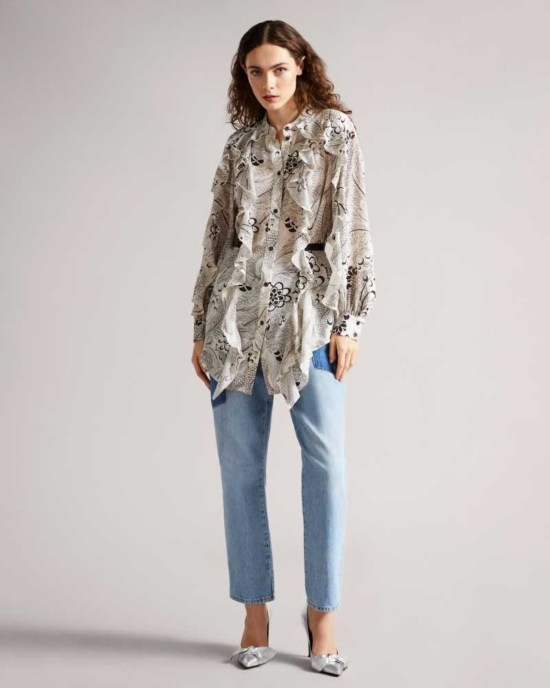 White Ted Baker Rinsola MIB Frilled Shirt | US0000794