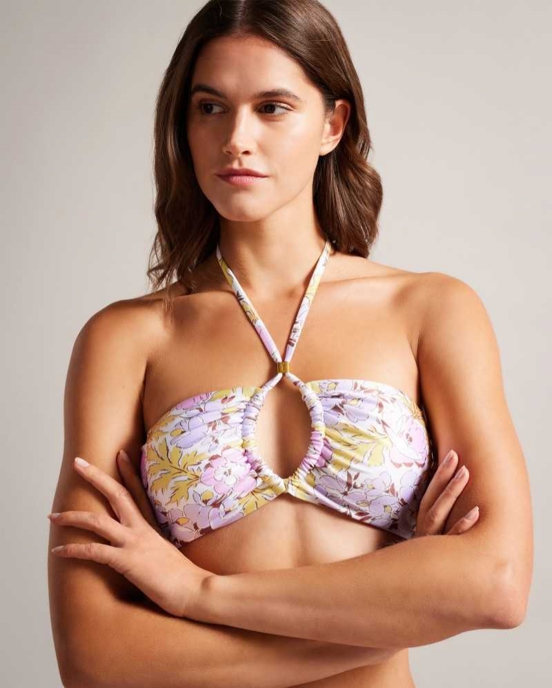 White Ted Baker Telisea Cut Out Detail Bikini Top | US0000843