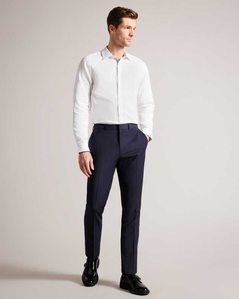 White Ted Baker Textls Textured Long Sleeve Cotton Shirt | US0000585