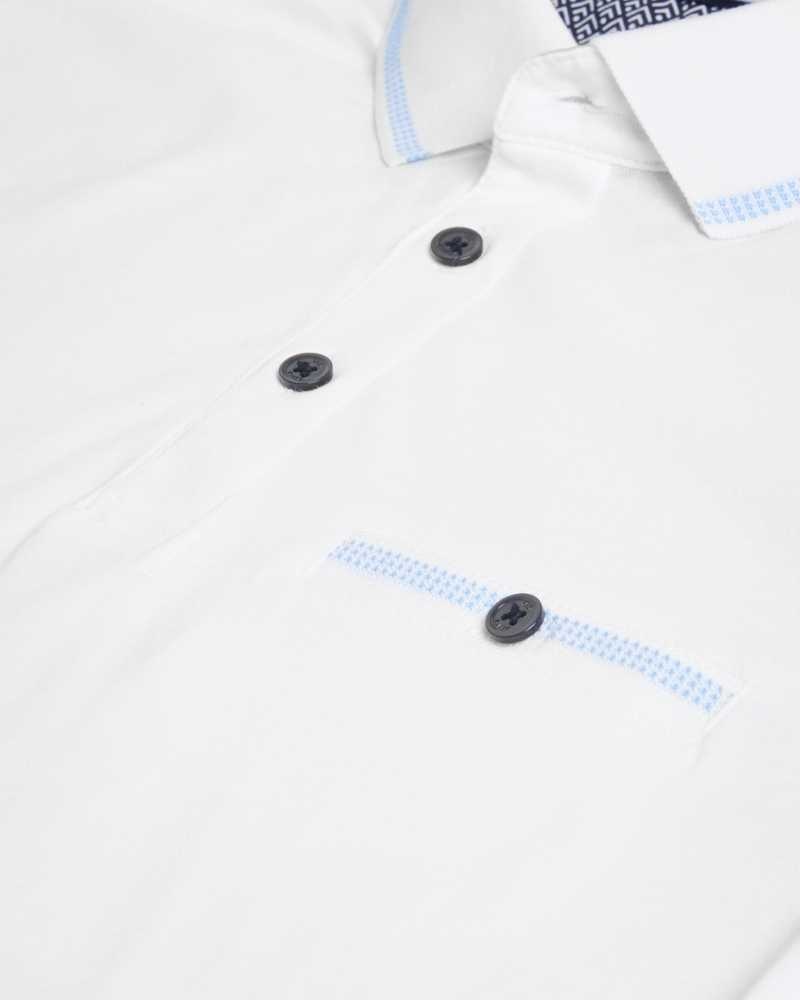 White Ted Baker Tortila Polo Shirt With Striped Details | US0000926