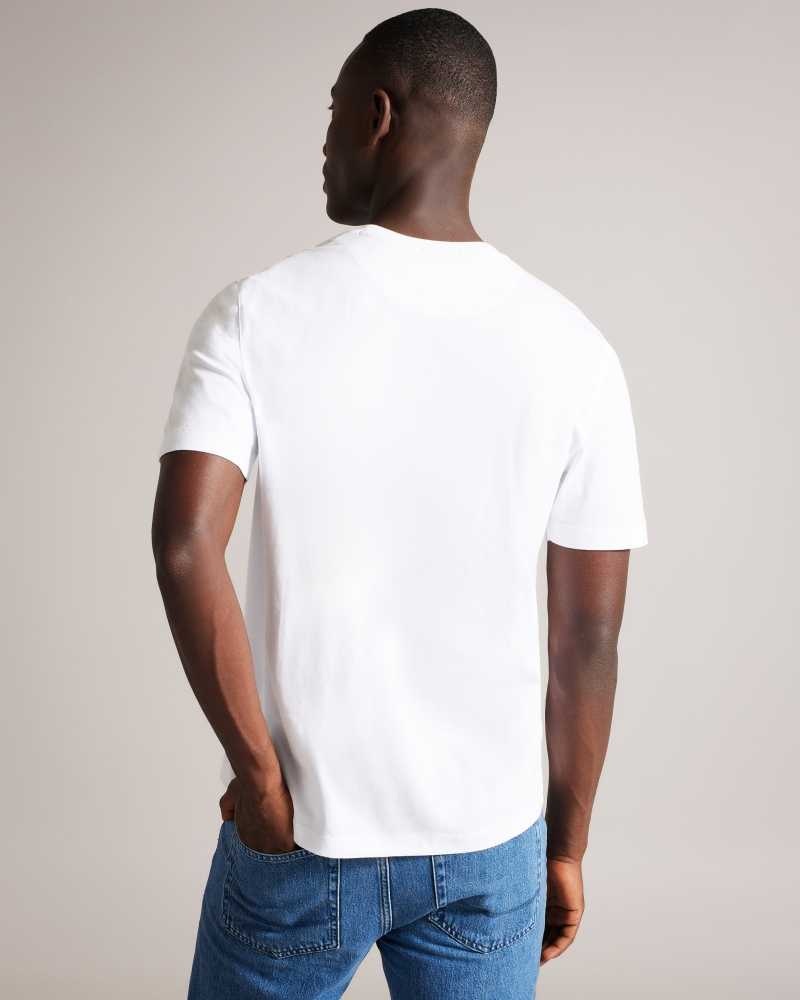 White Ted Baker Tywinn Short Sleeve Regular Fit Plain T-shirt | US0000894