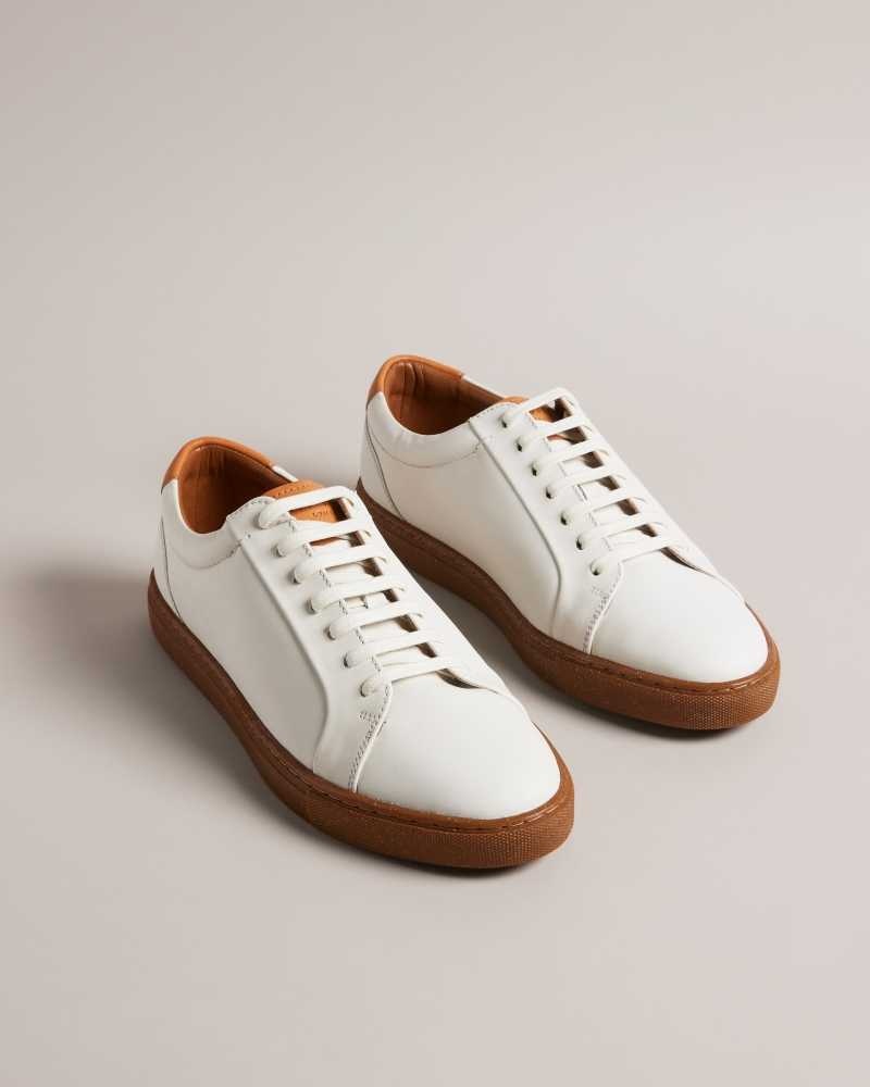 White Ted Baker Udamou Leather Sneakers | US0002181